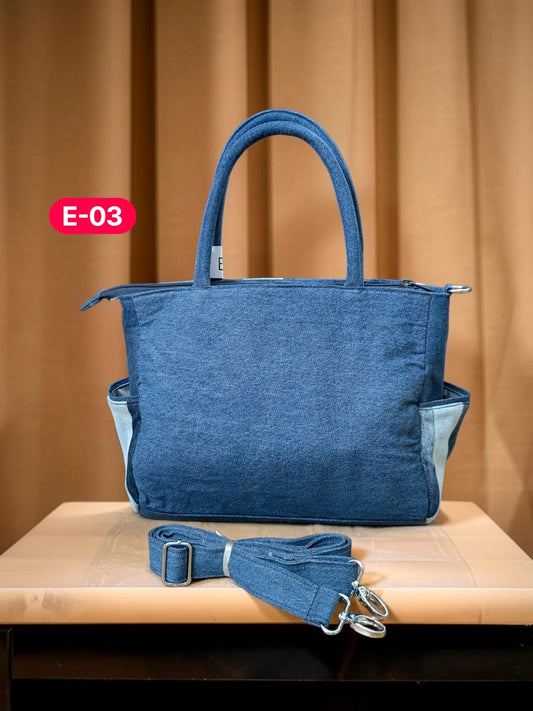 Irha-Patchwork Denim Tote Bag-E03