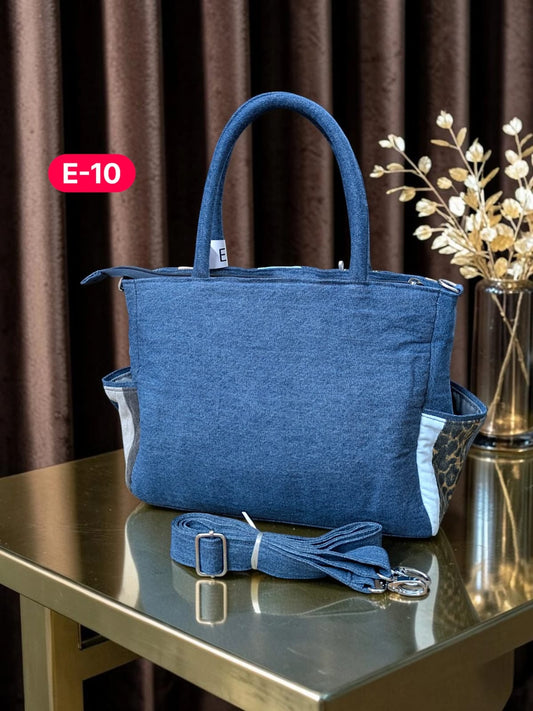 Irha-Patchwork Denim Tote Bag-E10