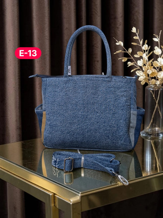 Irha-Patchwork Denim Tote Bag-E13