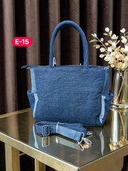 Irha-Patchwork Denim Tote Bag-E15