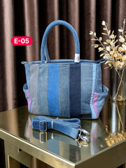 Irha-Patchwork Denim Tote Bag-E05