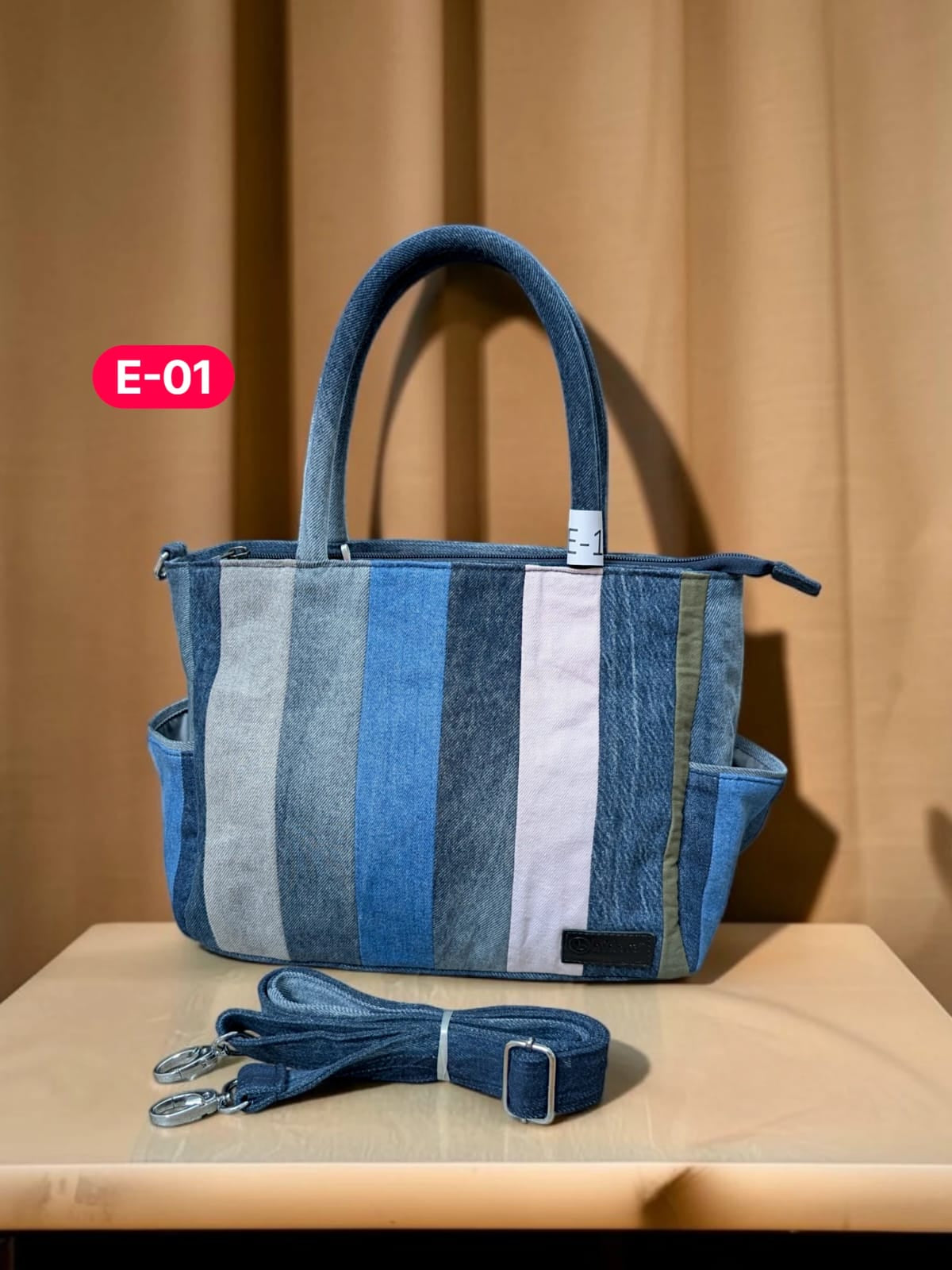 Irha-Patchwork Denim Tote Bag-E01