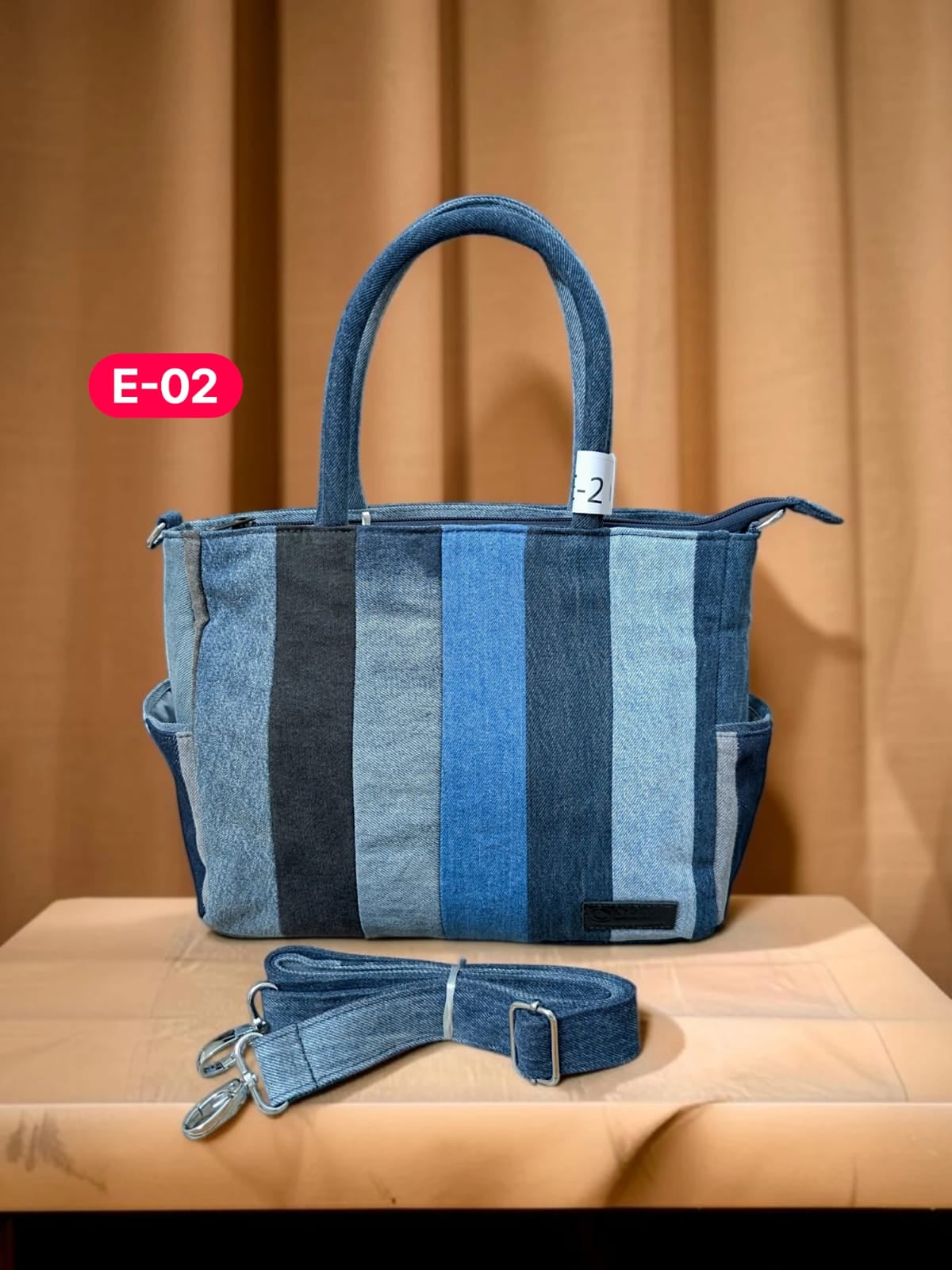 Irha-Patchwork Denim Tote Bag-E02