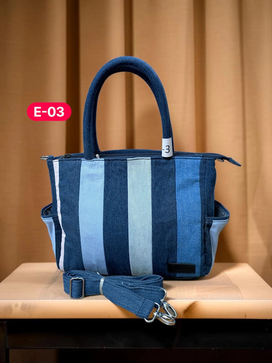 Irha-Patchwork Denim Tote Bag-E03