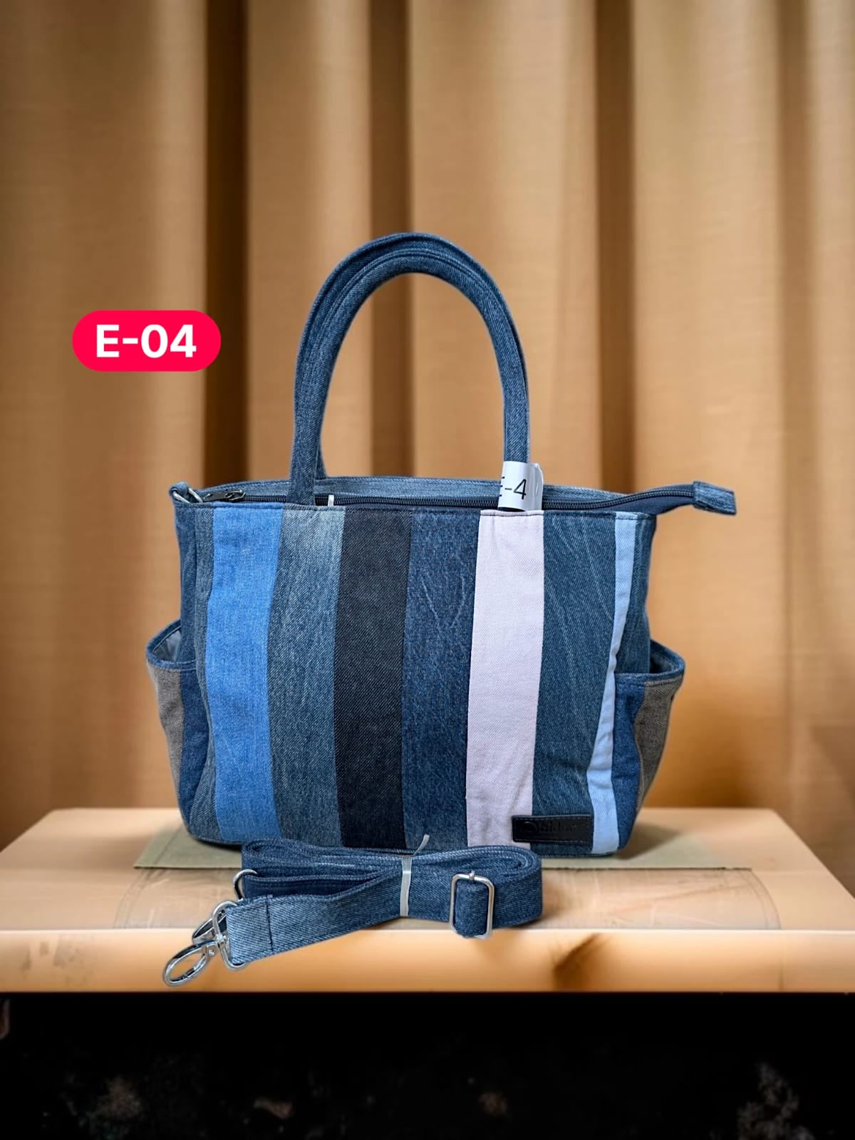 Irha-Patchwork Denim Tote Bag-E04
