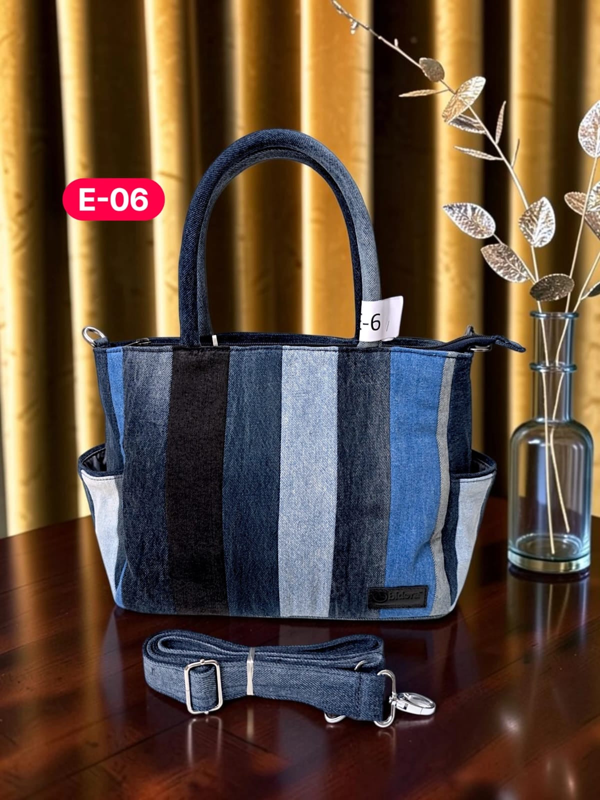 Irha-Patchwork Denim Tote Bag-E06