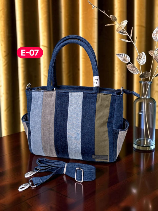 Irha-Patchwork Denim Tote Bag-E07