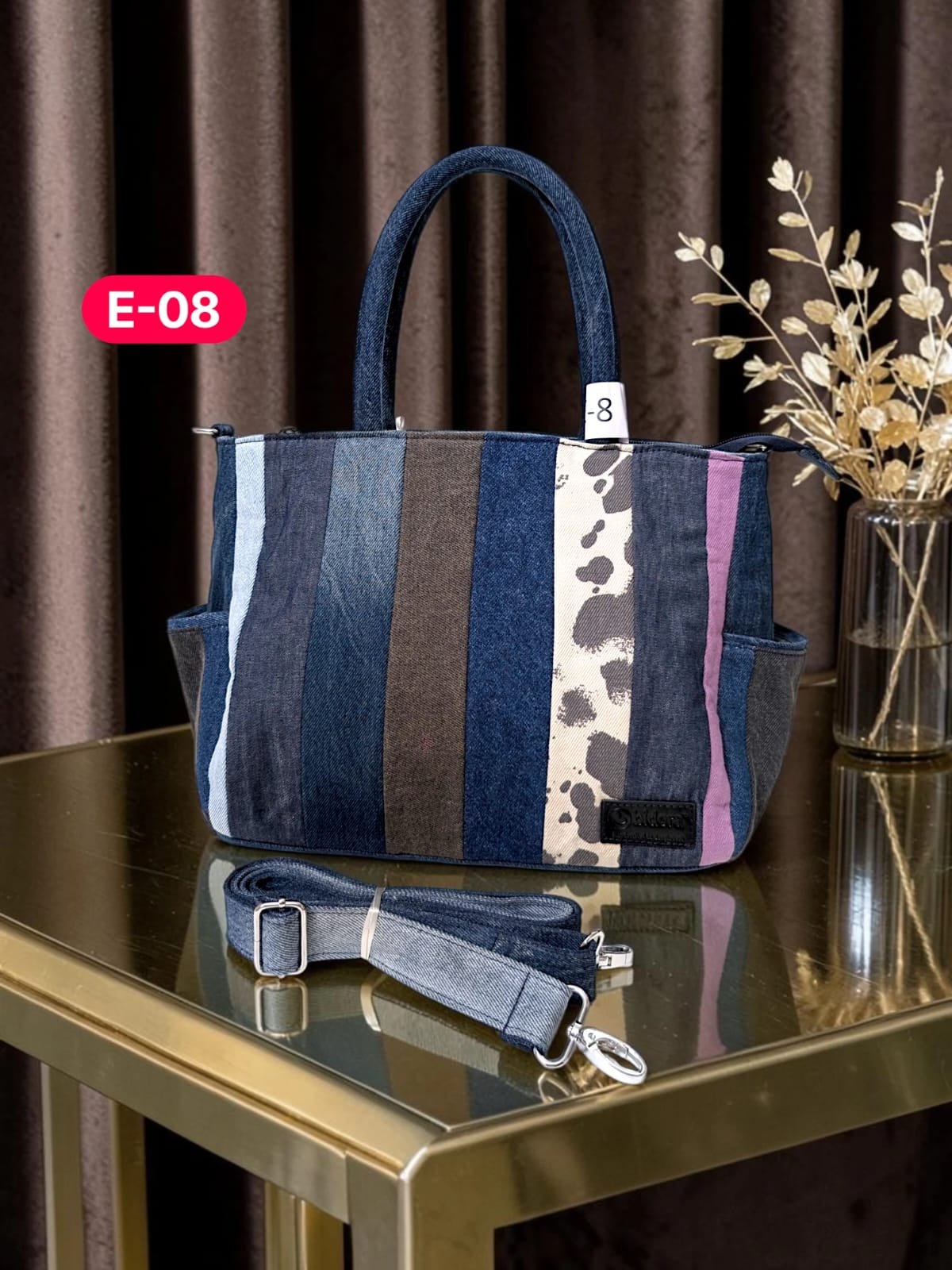 Irha-Patchwork Denim Tote Bag-E08