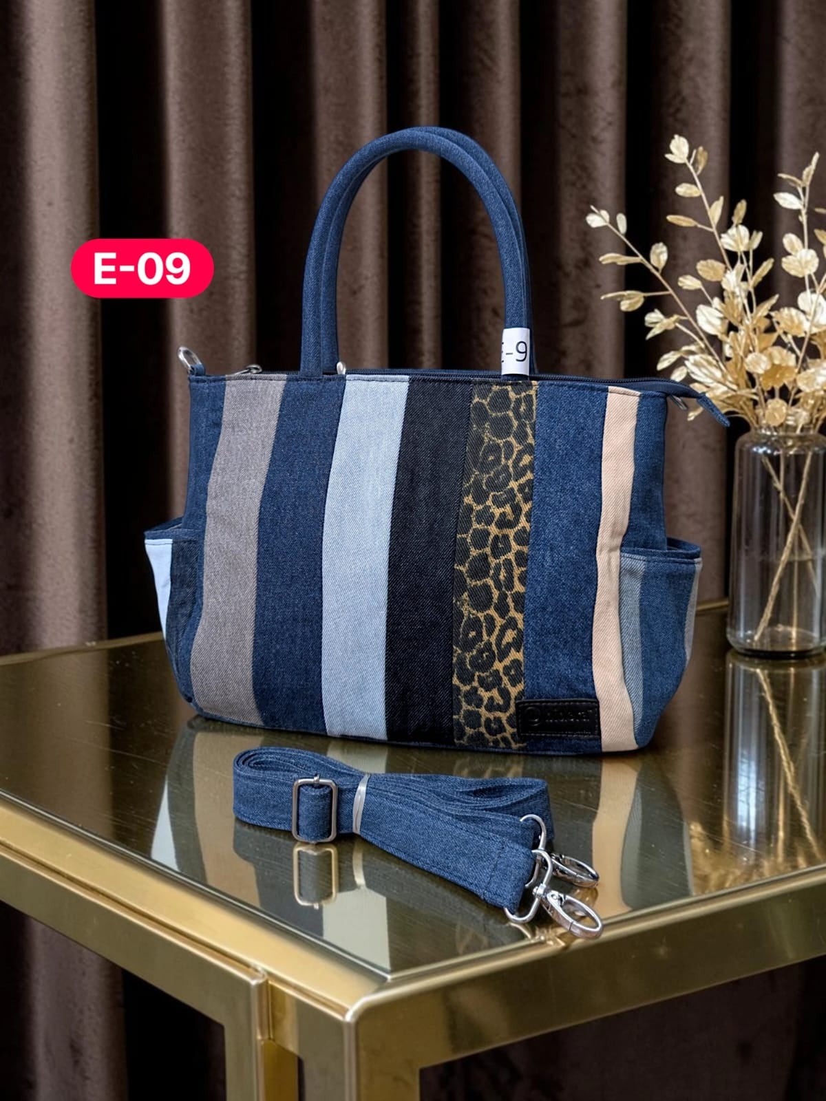 Irha-Patchwork Denim Tote Bag-E09