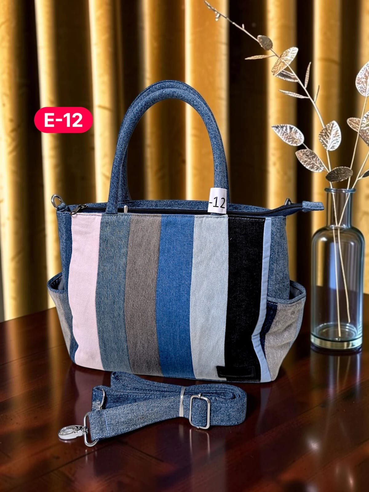 Irha-Patchwork Denim Tote Bag-E12