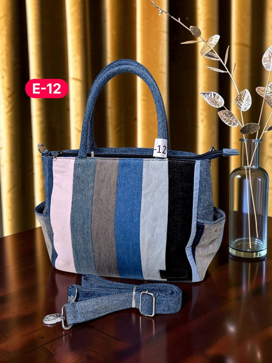 Irha-Patchwork Denim Tote Bag-E12