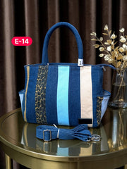 Irha-Patchwork Denim Tote Bag-E14