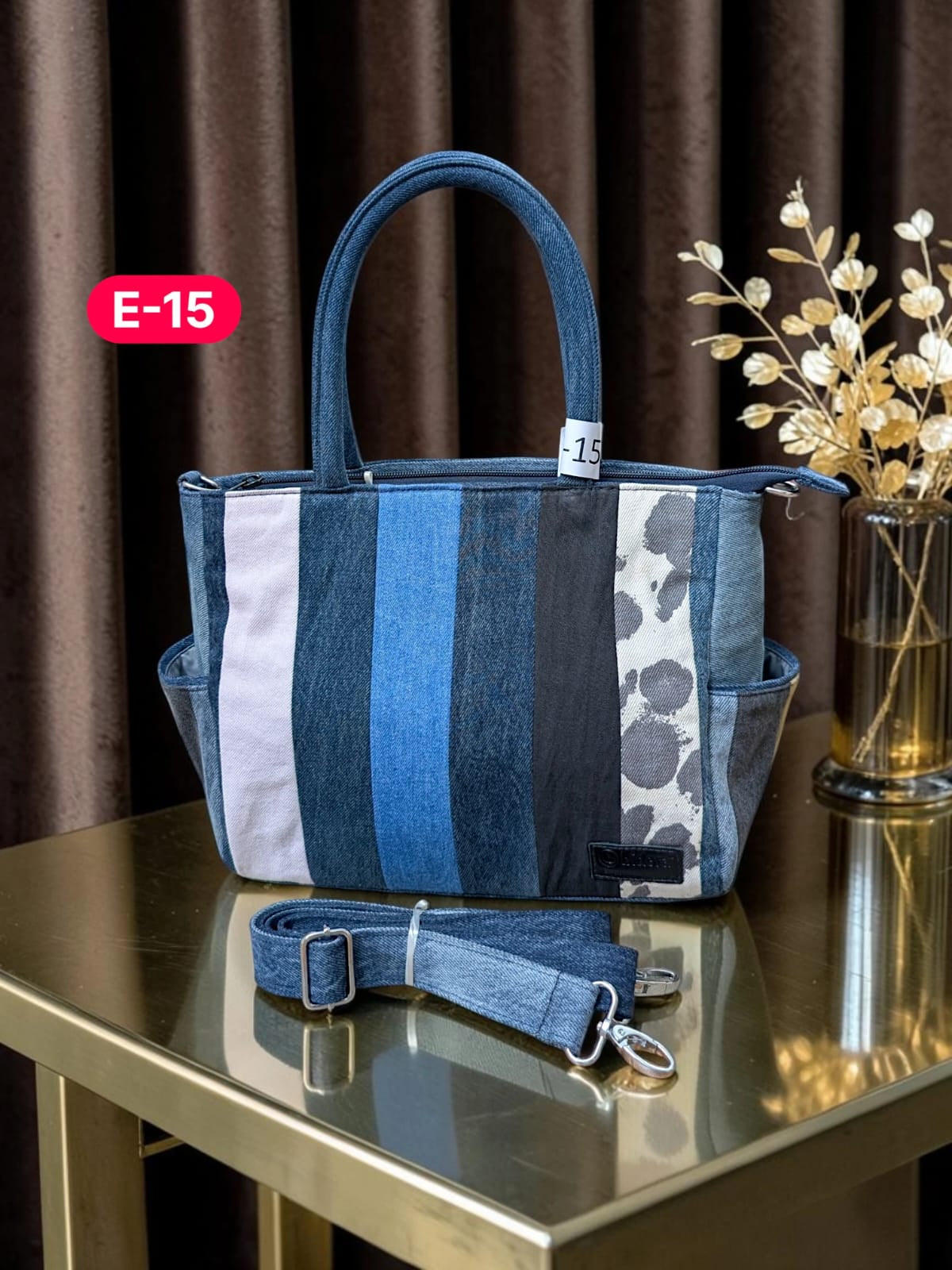 Irha-Patchwork Denim Tote Bag-E15