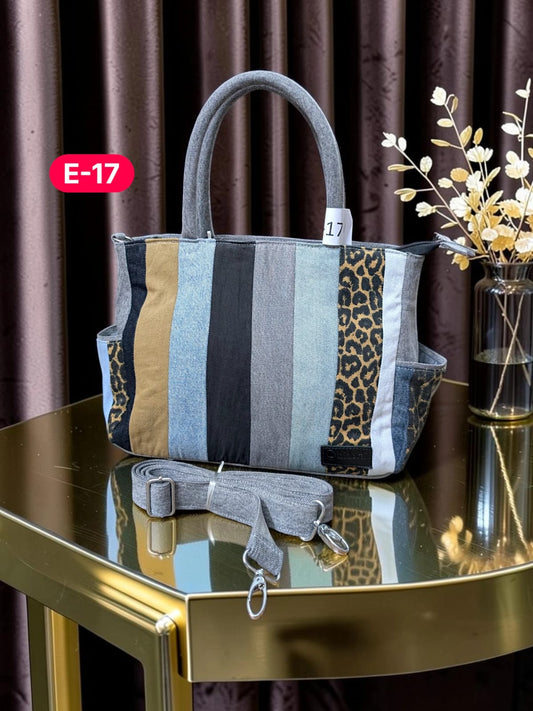 Irha-Patchwork Denim Tote Bag-E17