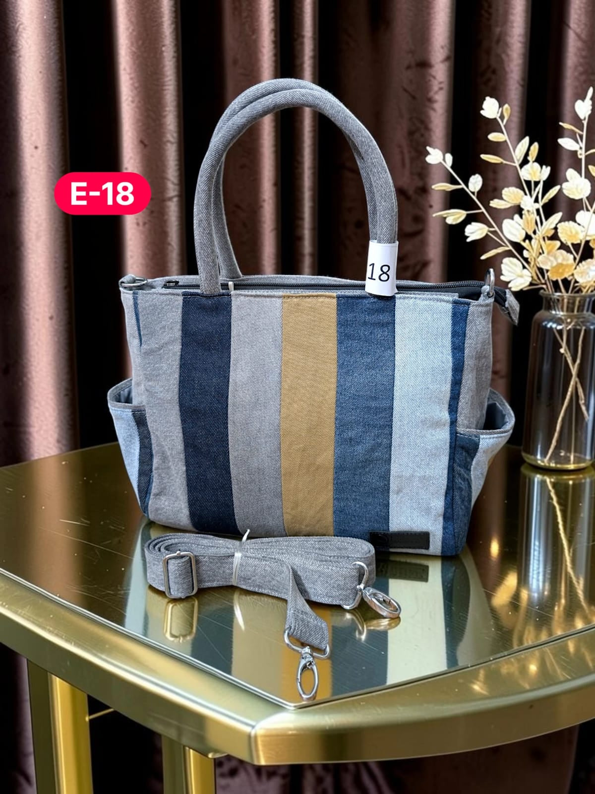 Irha-Patchwork Denim Tote Bag-E18