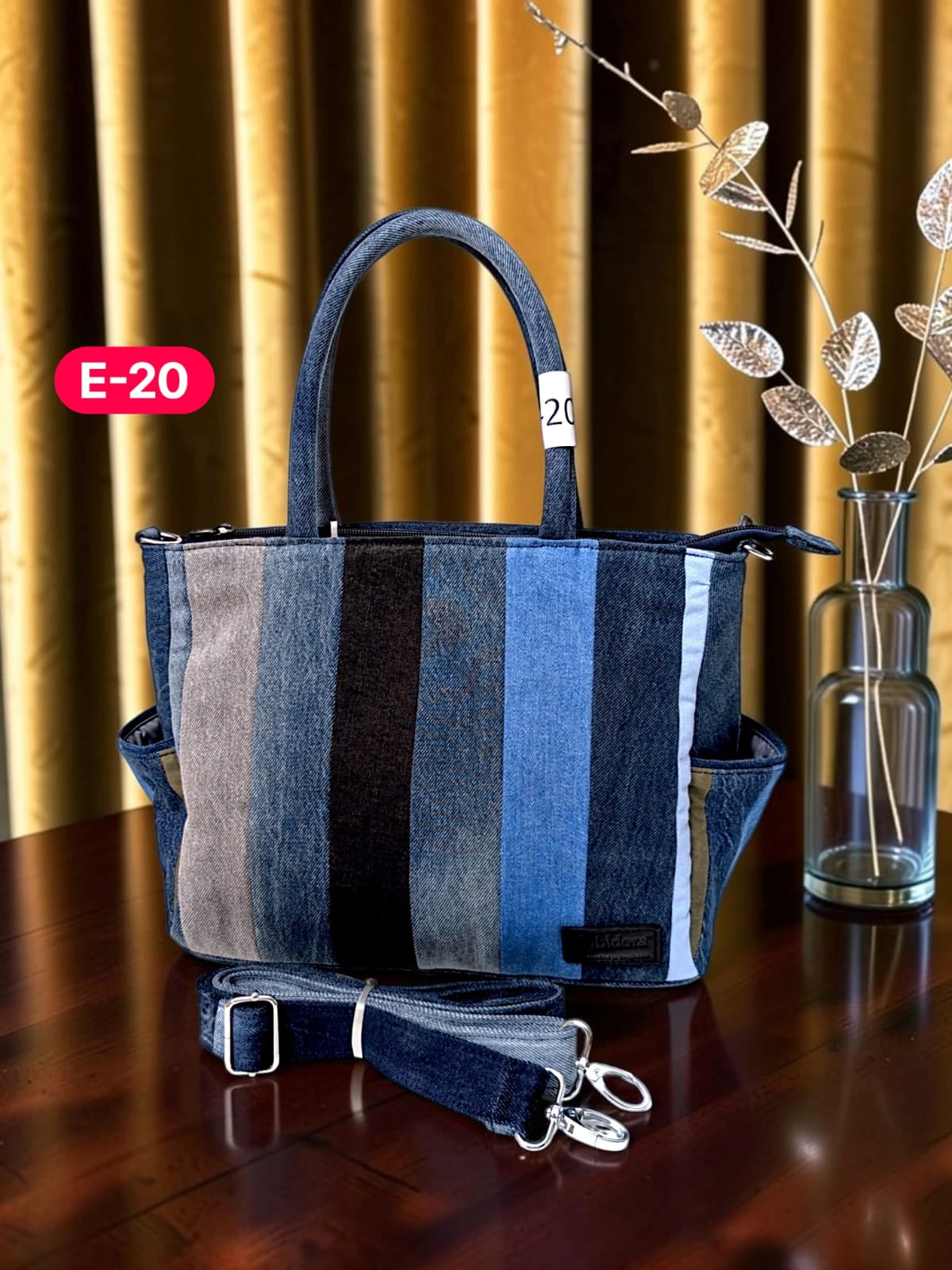 Irha-Patchwork Denim Tote Bag-E20