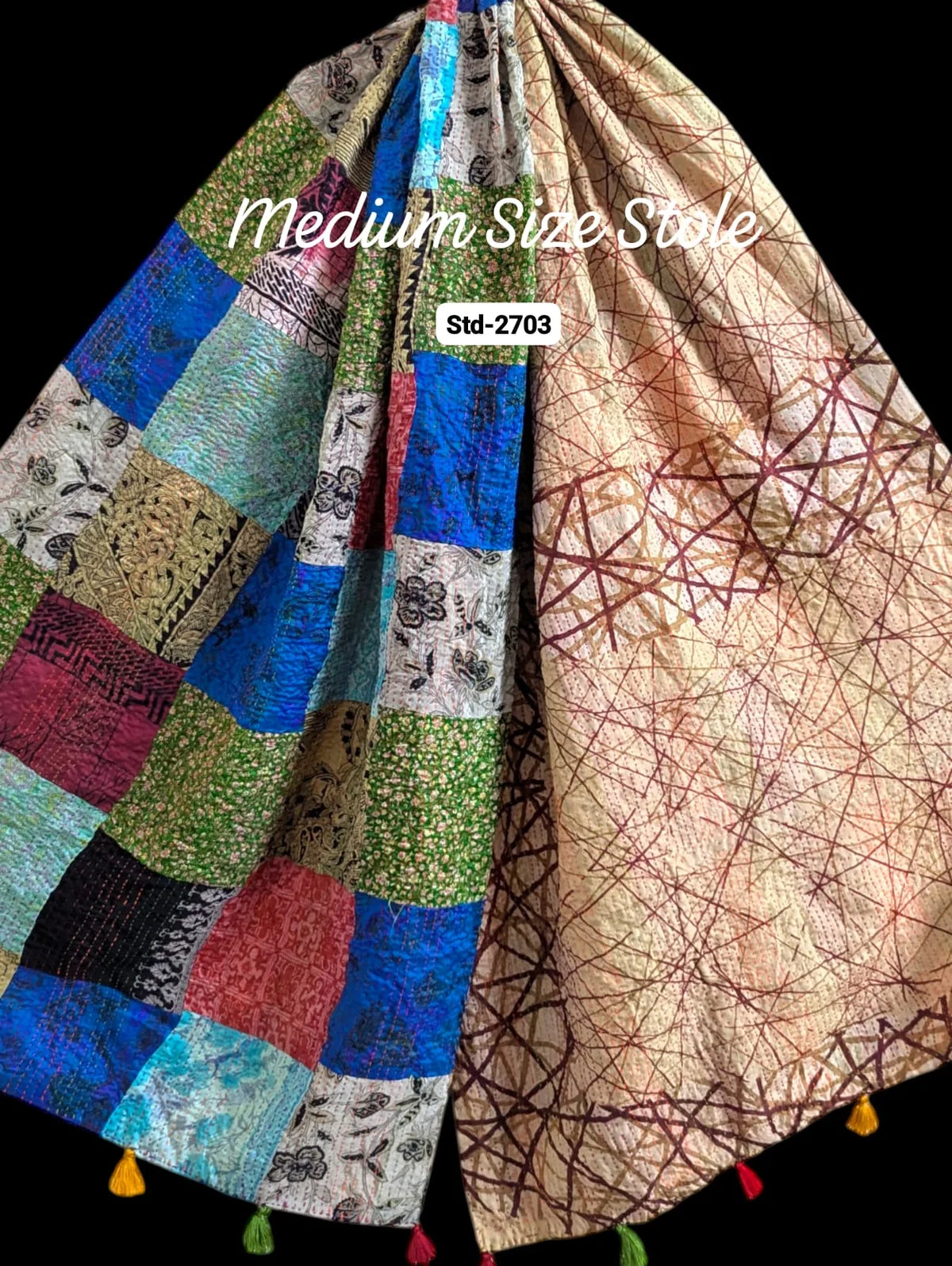 Handmade Silk Stole- While style meets utility- Medium Size-2703