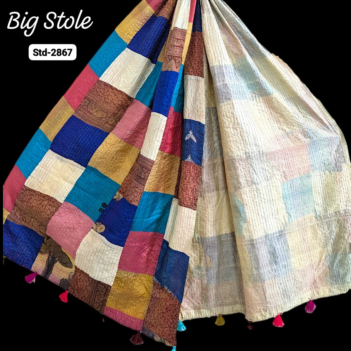 Handmade Silk Stole- While style meets utility-Big Size-2867