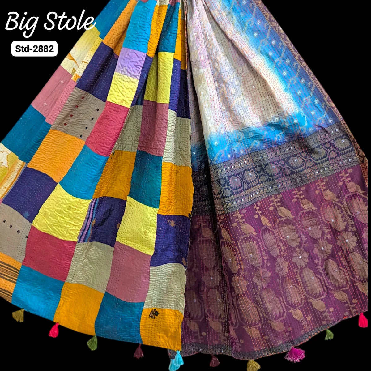 Handmade Silk Stole- While style meets utility-Big Size-2882