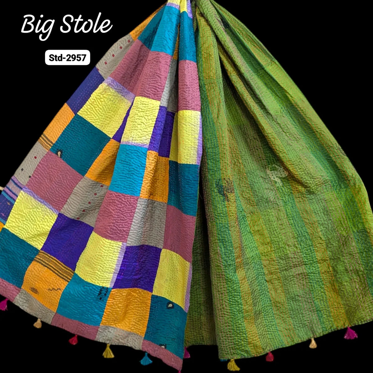 Handmade Silk Stole- While style meets utility-Big Size-2957