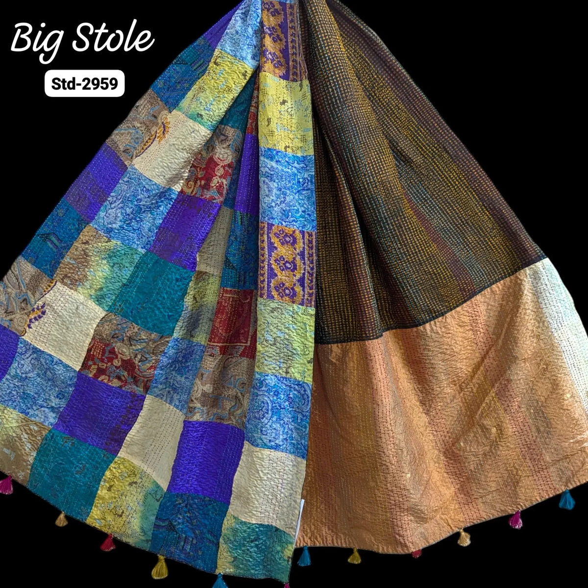 Handmade Silk Stole- While style meets utility-Big Size-2959