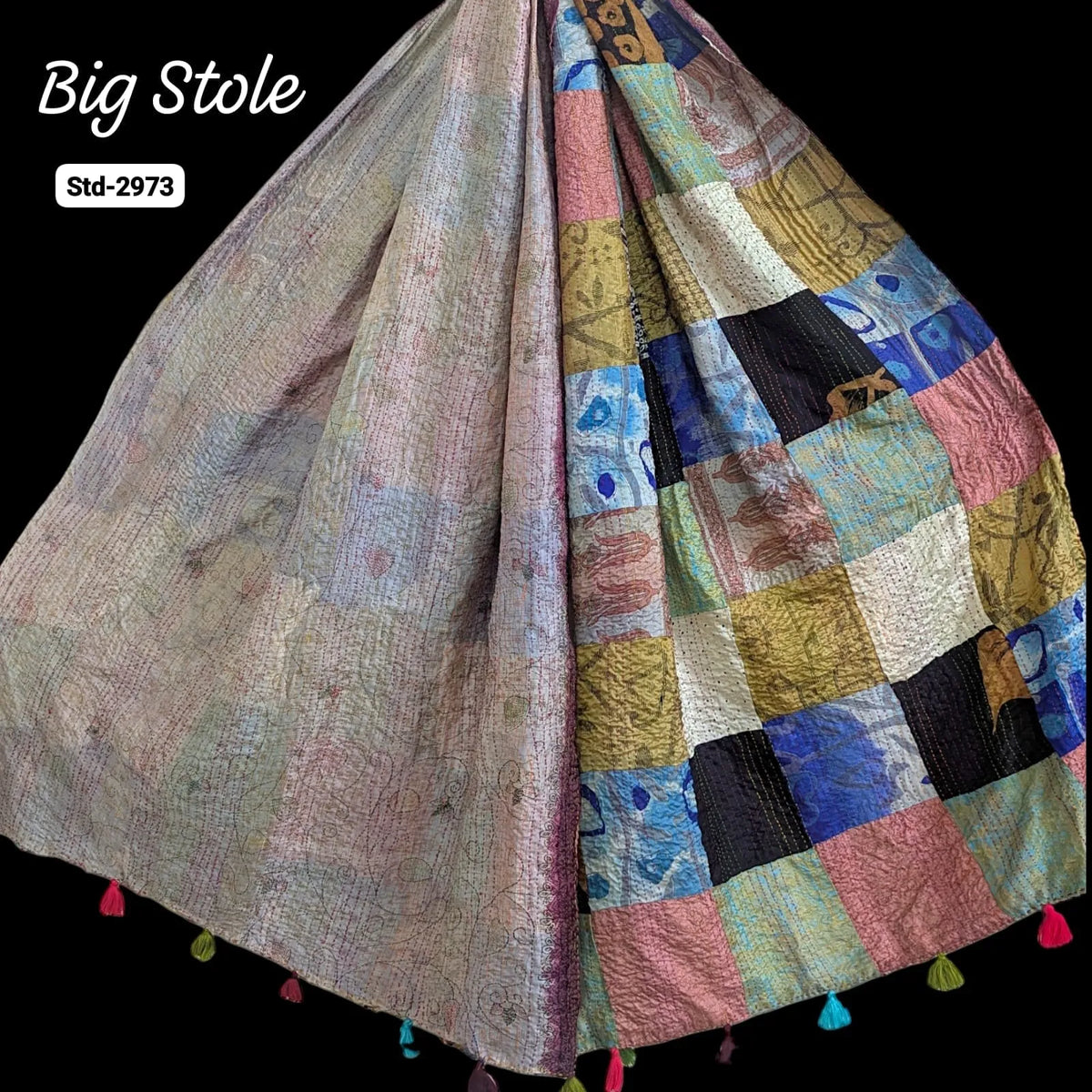 Handmade Silk Stole- While style meets utility-Big Size-2973
