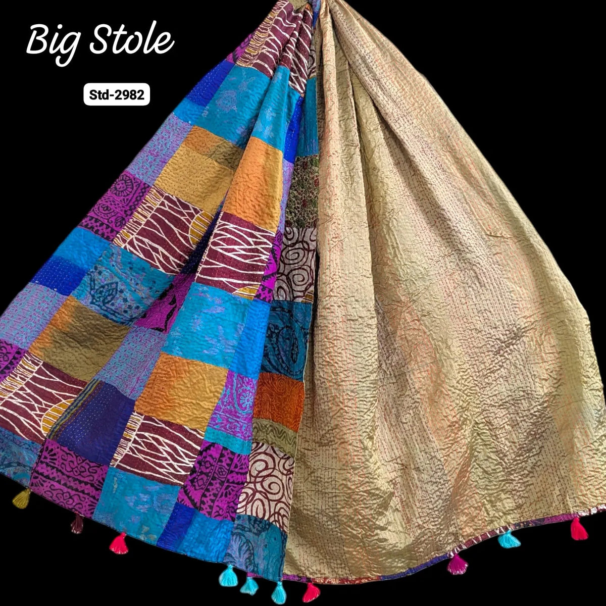 Handmade Silk Stole- While style meets utility-Big Size-2982