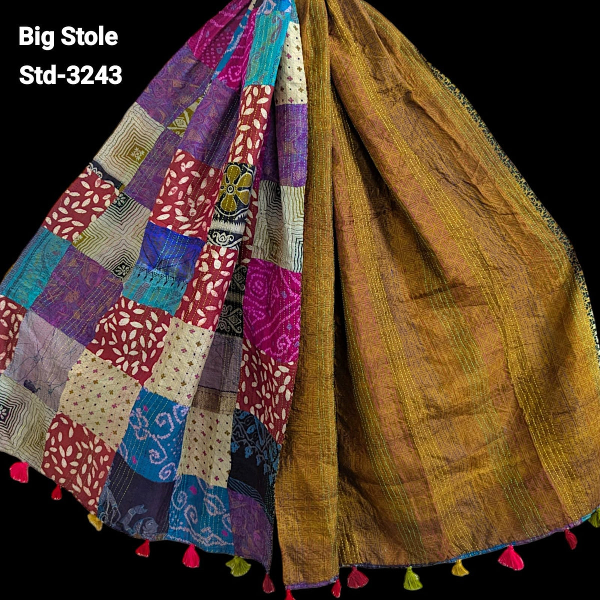 Handmade Silk Stole- While style meets utility-Big Size-3243
