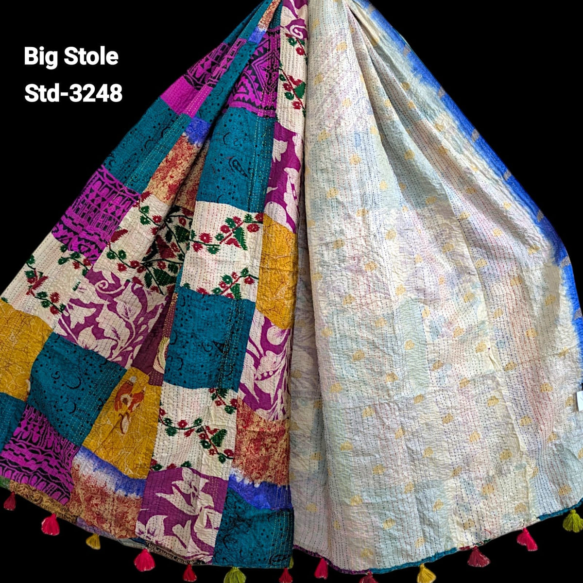 Handmade Silk Stole- While style meets utility-Big Size-3248