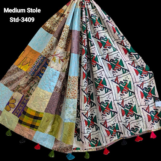 Handmade Silk Stole- While style meets utility- Medium Size-3409