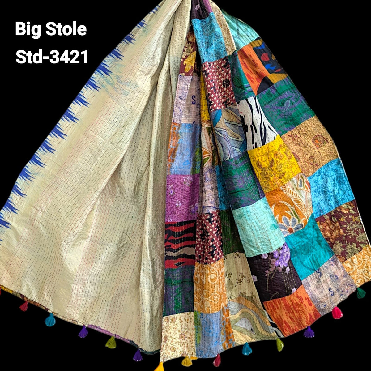 Handmade Silk Stole- While style meets utility-Big Size-3421