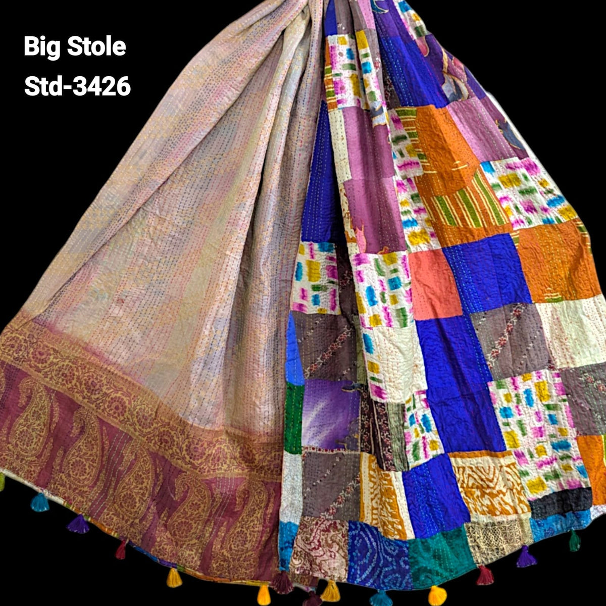 Handmade Silk Stole- While style meets utility-Big Size-3426