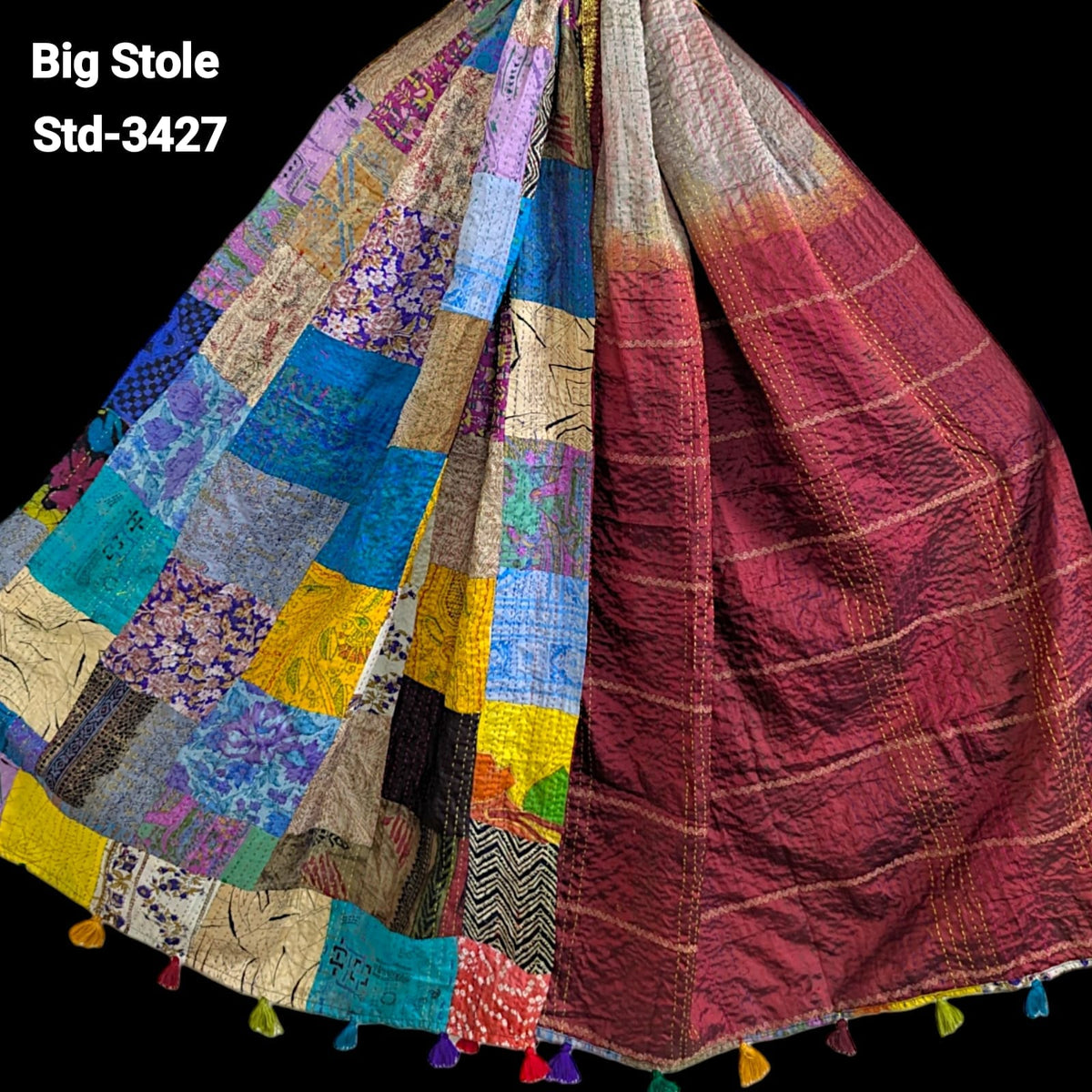 Handmade Silk Stole- While style meets utility-Big Size-3427