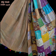 Handmade Silk Stole- While style meets utility-Big Size-3450