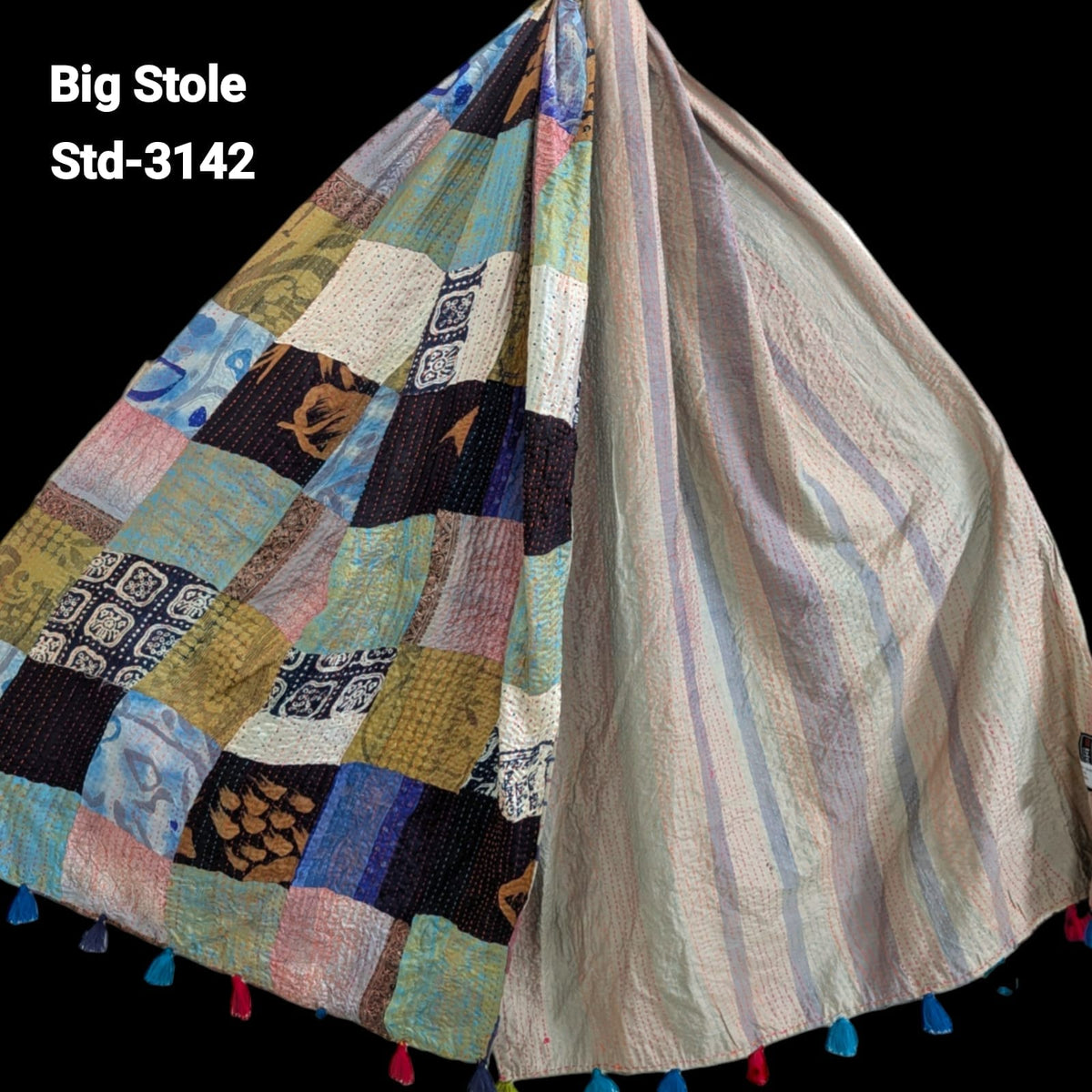 Handmade Silk Stole- While style meets utility-Big Size-3142