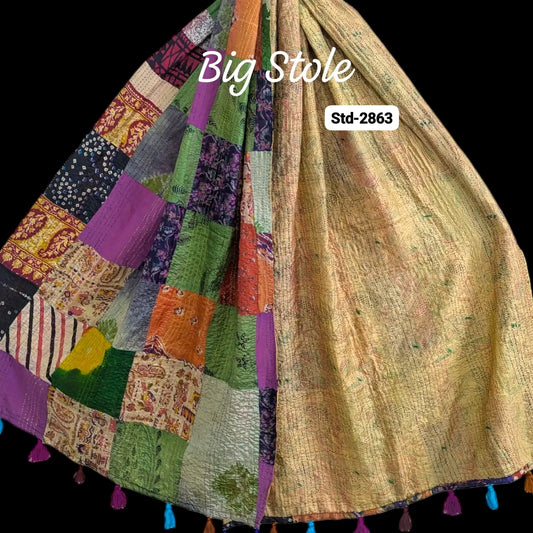 Handmade Silk Stole- While style meets utility-Big Size-2863