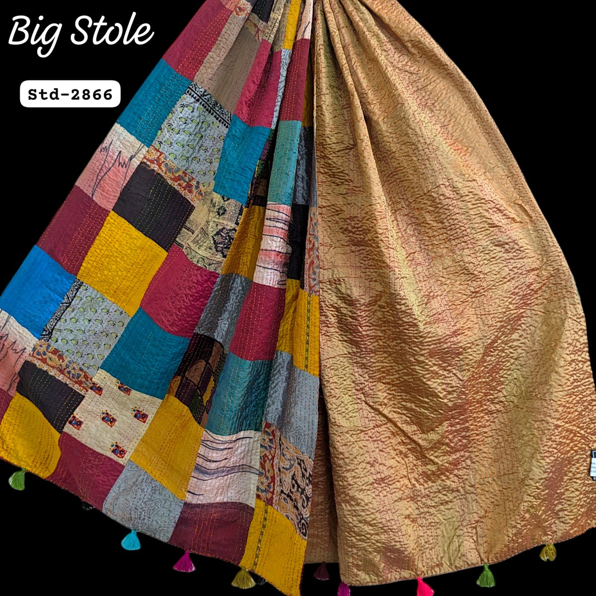 Handmade Silk Stole- While style meets utility-Big Size-2866