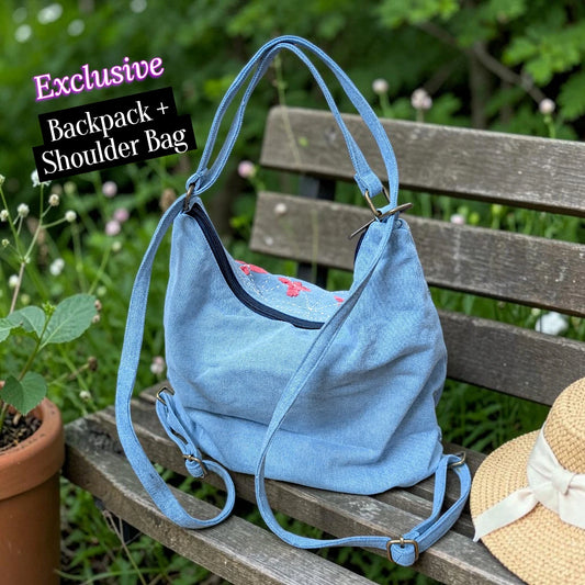 Hannah- Hand-stitch Casual Everyday Shoulder+Backpack Bag HR 01