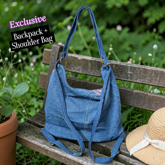 Hannah- Hand-stitch Casual Everyday Shoulder+Backpack Bag HR 03