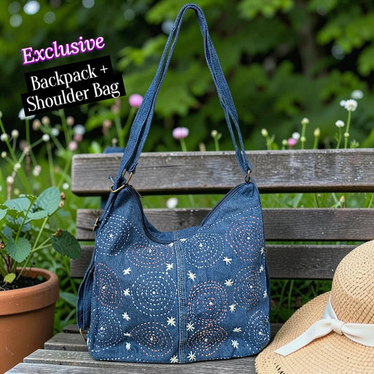 Hannah- Hand-stitch Casual Everyday Shoulder+Backpack Bag HR 04