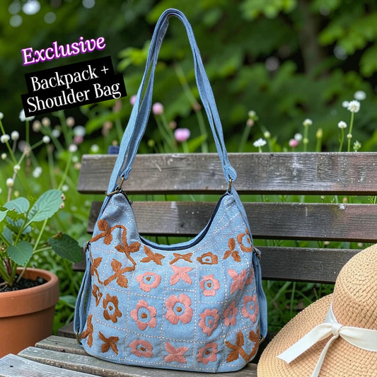 Hannah- Hand-stitch Casual Everyday Shoulder+Backpack Bag HR 05