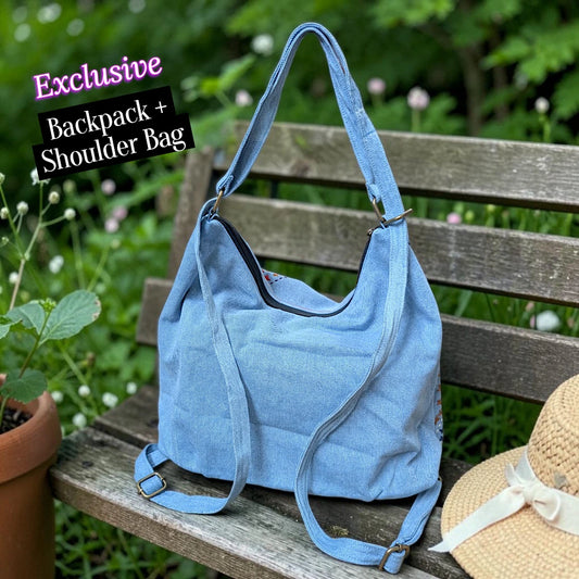 Hannah- Hand-stitch Casual Everyday Shoulder+Backpack Bag HR 06