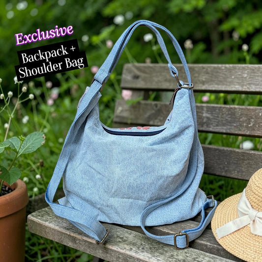 Hannah- Hand-stitch Casual Everyday Shoulder+Backpack Bag HR 07