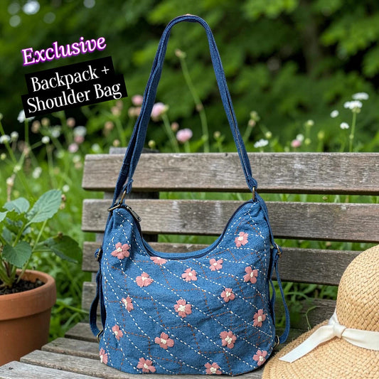 Hannah- Hand-stitch Casual Everyday Shoulder+Backpack Bag HR 09