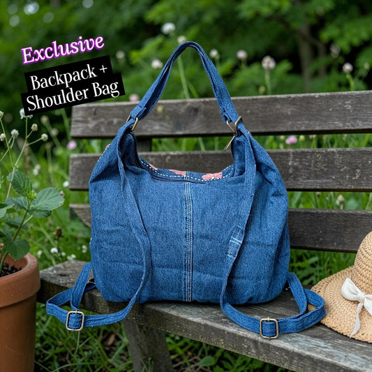 Hannah- Hand-stitch Casual Everyday Shoulder+Backpack Bag HR 10
