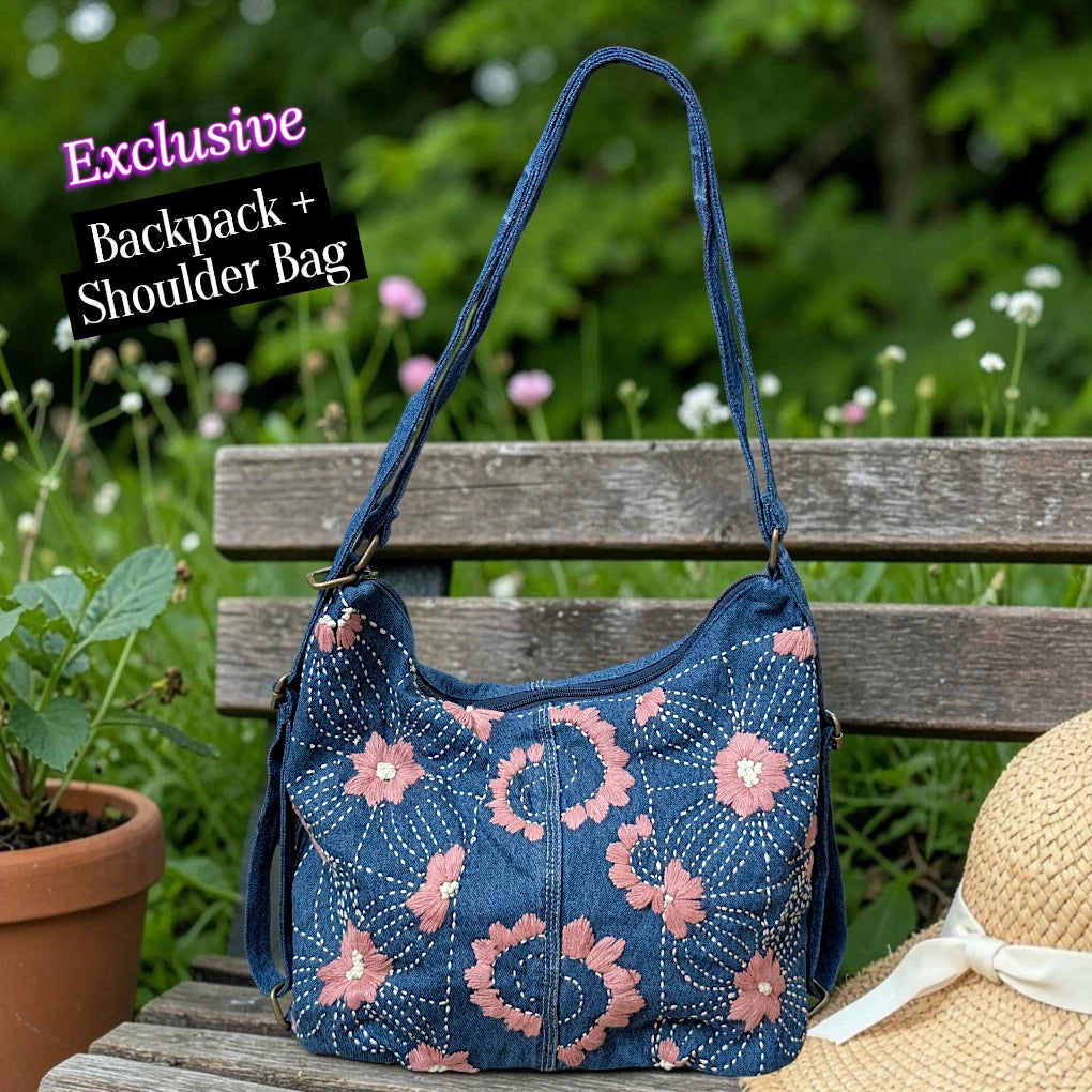 Hannah- Hand-stitch Casual Everyday Shoulder+Backpack Bag HR 10