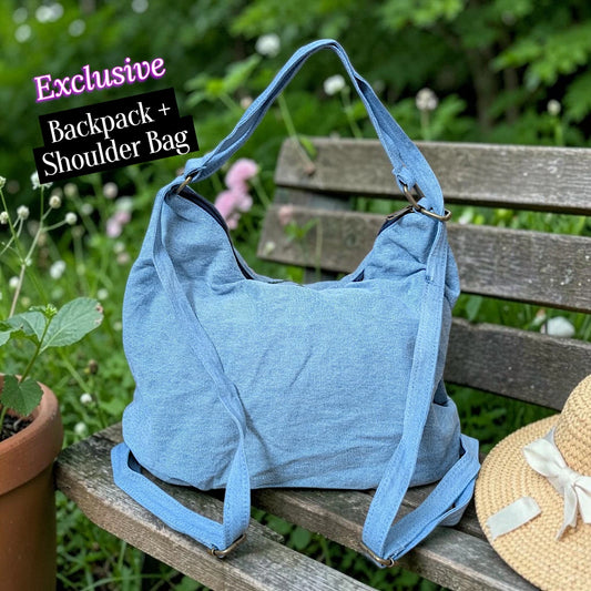 Hannah- Hand-stitch Casual Everyday Shoulder+Backpack Bag HR 11
