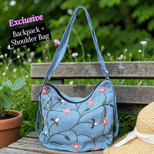 Hannah- Hand-stitch Casual Everyday Shoulder+Backpack Bag HR 11