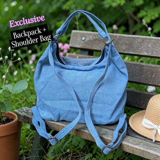 Hannah- Hand-stitch Casual Everyday Shoulder+Backpack Bag HR 12