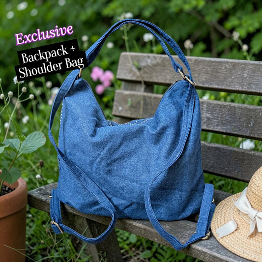 Hannah- Hand-stitch Casual Everyday Shoulder+Backpack Bag HR 15